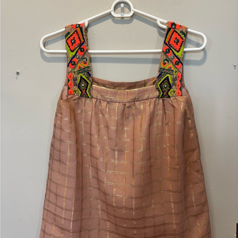 Colorful Embroidered Strap blouse